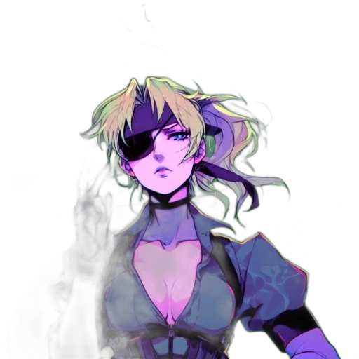 mask, dress, staff, cyberpunk, concept art, watercolor, vaporwave, neon lights transparent PNG cut-out