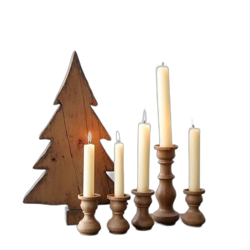 furniture, 3d render, earth tones, rustic, wooden, christmas, tree, textured transparent PNG cut-out