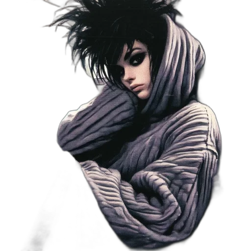 jacket, hair, mask, creature, comic book art, fantasy art, concept art, photorealistic transparent PNG cut-out