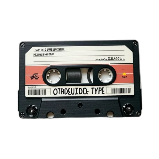 vintage, cassette, tape, white, label, featuring, text, data transparent PNG cut-out