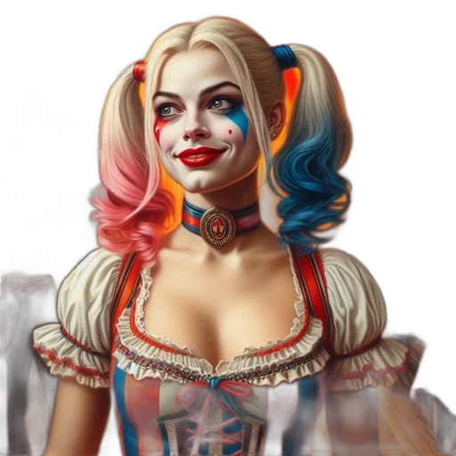 face, fantasy art, comic book art, concept art, pixel art, woman, clown, makeup transparent PNG cut-out