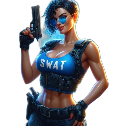 weapon, jacket, staff, face, concept art, cyberpunk, pixel art, fantasy art transparent PNG cut-out