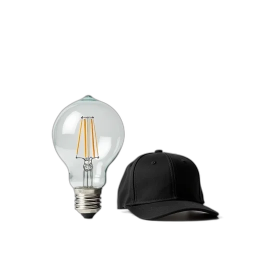 hat, crown, 3d render, dark, silver, light, bulb, frosted transparent PNG cut-out
