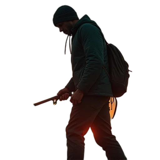 jacket, staff, weapon, sword, concept art, 3d render, diesel, fuel transparent PNG cut-out