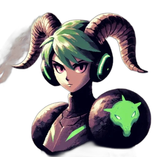 mask, dragon, weapon, concept art, pixel art, fantasy art, anime, green transparent PNG cut-out