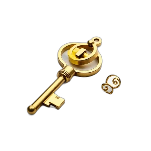 jewelry, furniture, staff, weapon, 3d render, golden, key, yellow transparent PNG cut-out