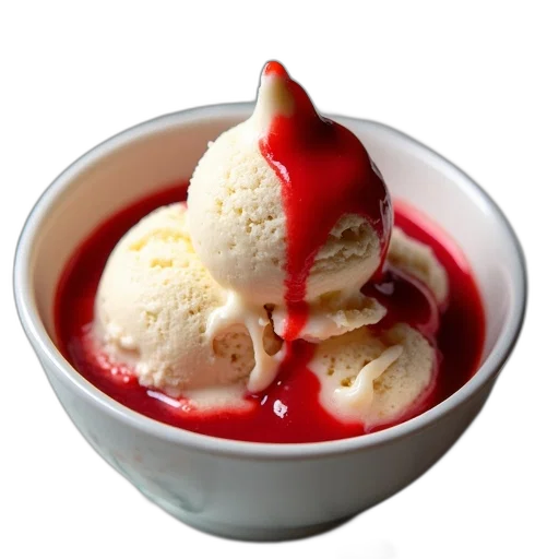 food, photorealistic, 3d render, red, bowl, filled, mixture, vanilla transparent PNG cut-out