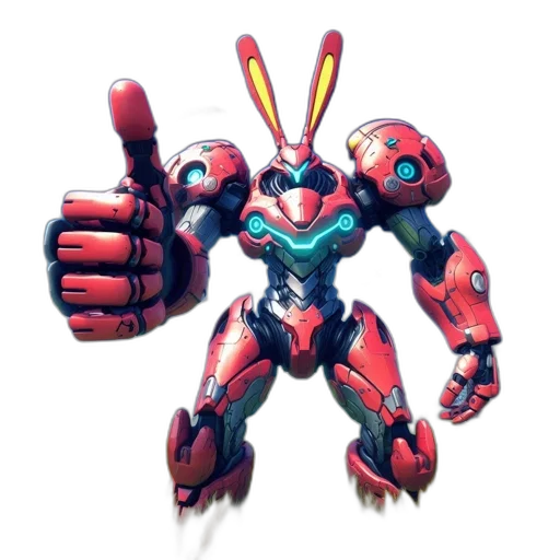 robot, weapon, animal, 3d render, concept art, pixel art, anime, red transparent PNG cut-out