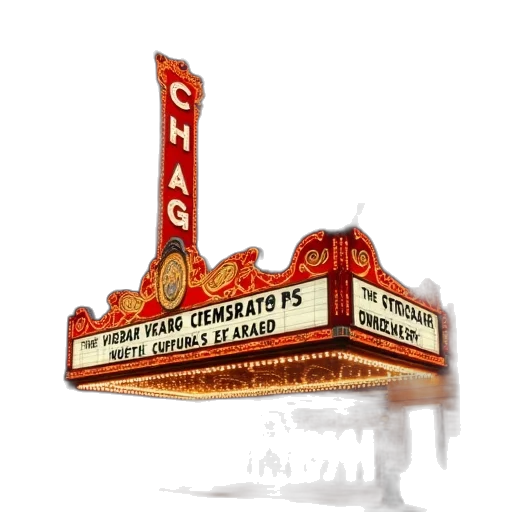building, 3d render, concept art, photorealistic, chicago, theatre transparent PNG cut-out