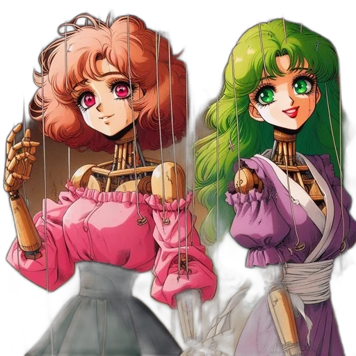 anime, concept art, fantasy art, pixel art, green, colorful, pastel, two transparent PNG cut-out