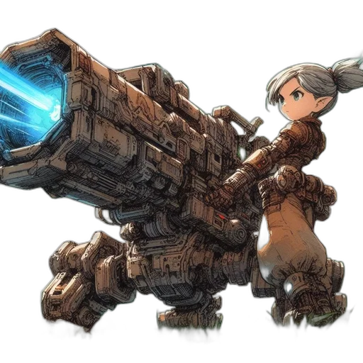 weapon, sword, robot, dragon, concept art, fantasy art, 3d render, anime transparent PNG cut-out