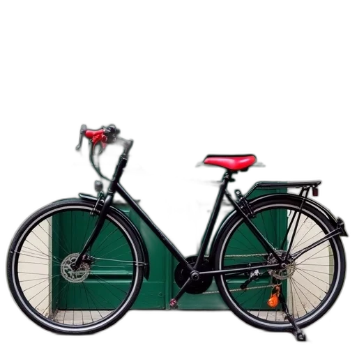 3d render, photorealistic, green, black, red, bicycle, seat, handlebar transparent PNG cut-out