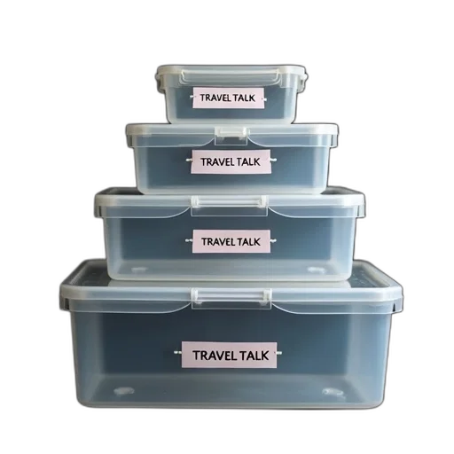 blue, pastel, set, clear, plastic, storage, containers, arranged transparent PNG cut-out