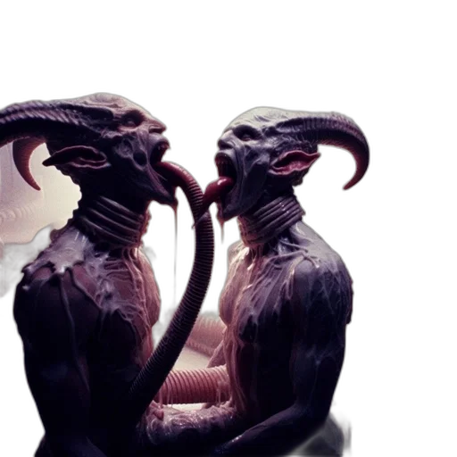 creature, concept art, fantasy art, 3d render, outer space, two, grotesque, humanoid transparent PNG cut-out