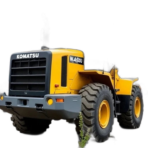 animal, photorealistic, 3d render, concept art, yellow, komatsu, wa450, bulldozer transparent PNG cut-out