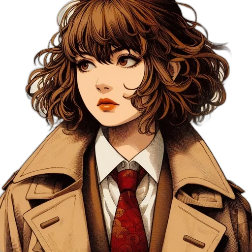 jacket, face, staff, hair, comic book art, anime, photorealistic, pixel art transparent PNG cut-out