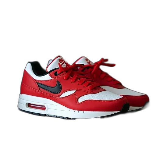 shoes, 3d render, photorealistic, red, pair, white, nike, air transparent PNG cut-out