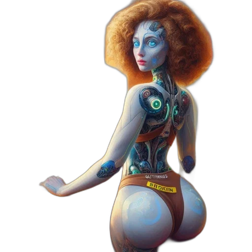 robot, dress, staff, concept art, fantasy art, comic book art, pixel art, outer space transparent PNG cut-out