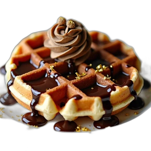 food, crown, photorealistic, 3d render, close-up, view, waffle, chocolate transparent PNG cut-out