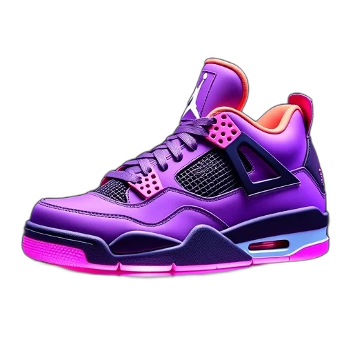shoes, vaporwave, 3d render, photorealistic, neon, air, jordan, hyper transparent PNG cut-out