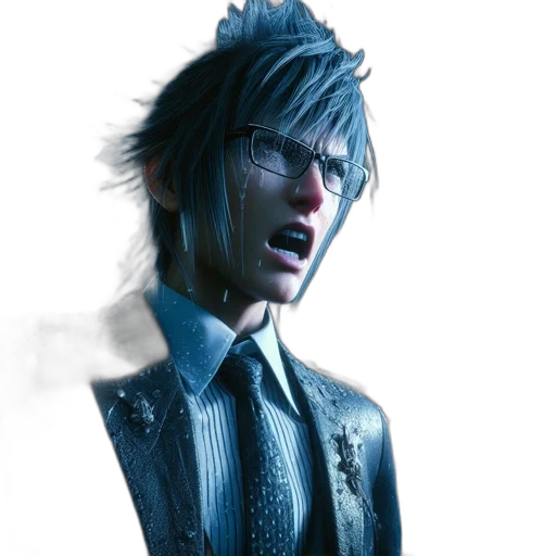 jacket, face, staff, concept art, 3d render, cyberpunk, photorealistic, blue transparent PNG cut-out