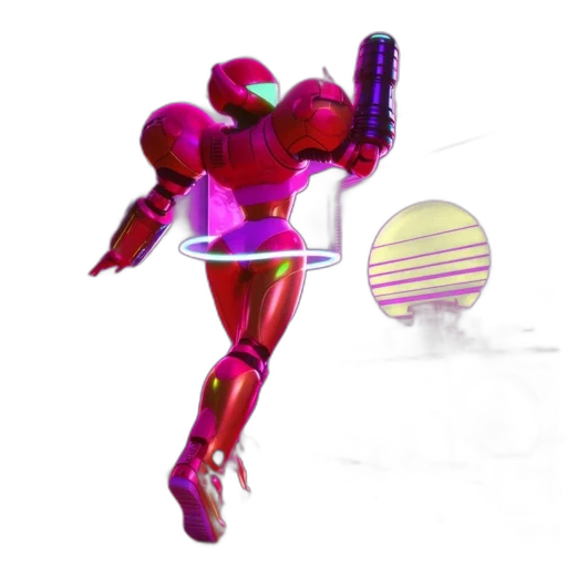 robot, weapon, staff, 3d render, vaporwave, concept art, pixel art, outer space transparent PNG cut-out