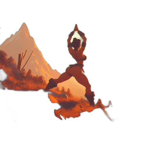 sword, staff, concept art, fantasy art, watercolor, pixel art, fire, fog transparent PNG cut-out