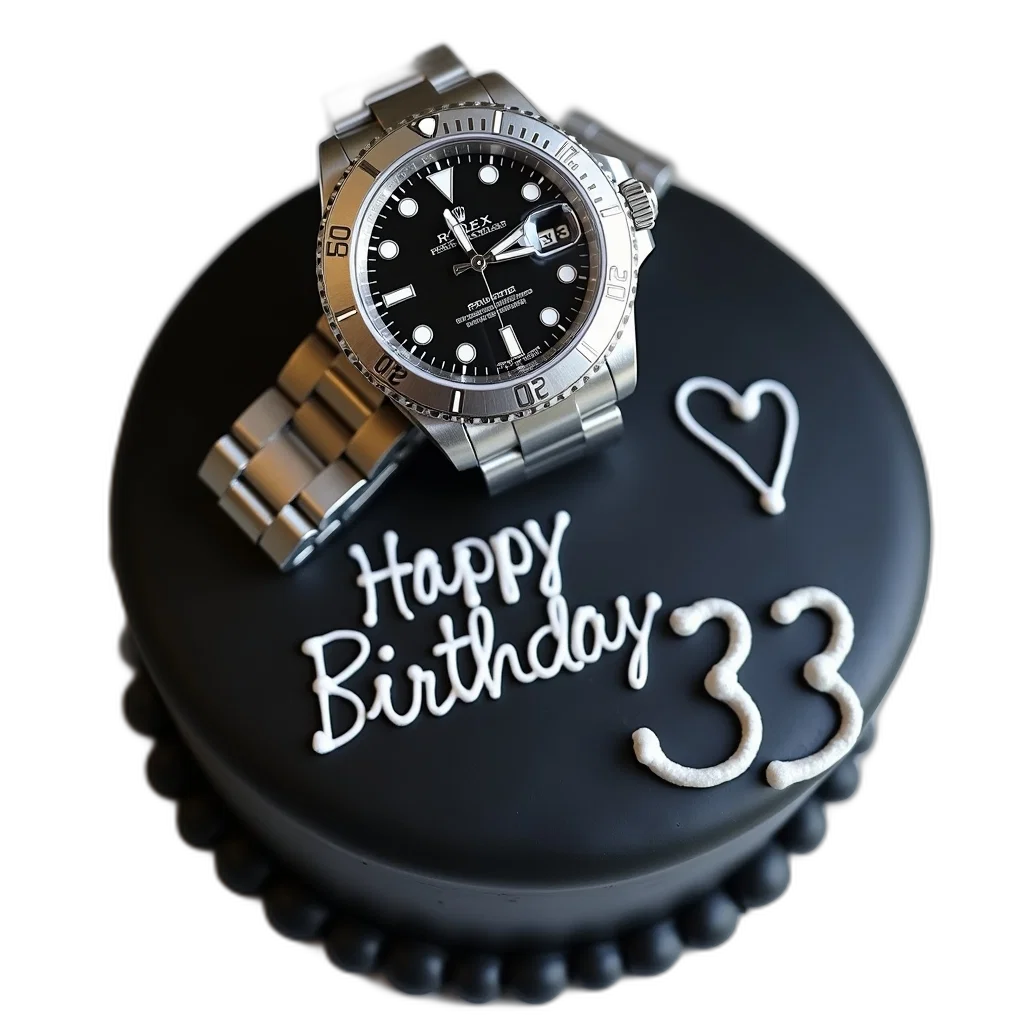jewelry, 3d render, photorealistic, black, cake, silver, watch, top transparent PNG cut-out
