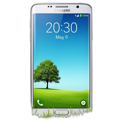 samsung, galaxy, smartphone, blue, screen, displaying, time, date transparent PNG cut-out