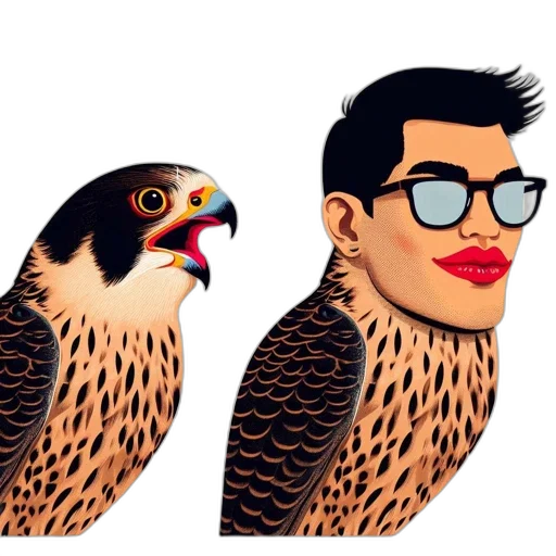 animal, cartoon, concept art, illustration, pairs, realistic, peregrine, falcon transparent PNG cut-out