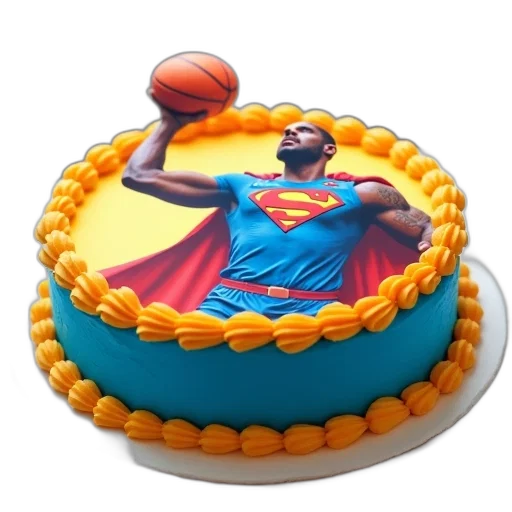3d render, cake, blue, frosting, base, yellow, border, displayed transparent PNG cut-out