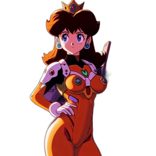 crown, robot, dress, weapon, anime, concept art, cartoon, pixel art transparent PNG cut-out
