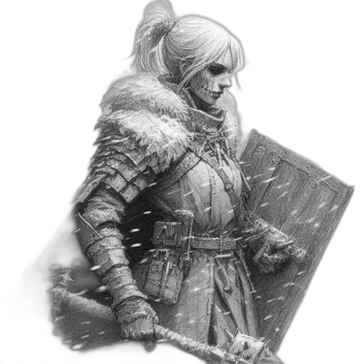 sword, weapon, jacket, face, fantasy art, concept art, pencil sketch, comic book art transparent PNG cut-out