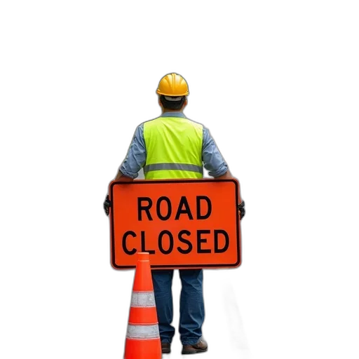 construction, worker, yellow, vest, hard, hat, standing, middle transparent PNG cut-out