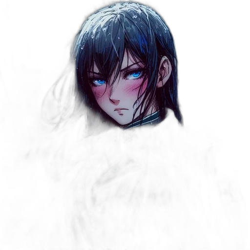face, creature, mask, hair, watercolor, concept art, anime, fantasy art transparent PNG cut-out