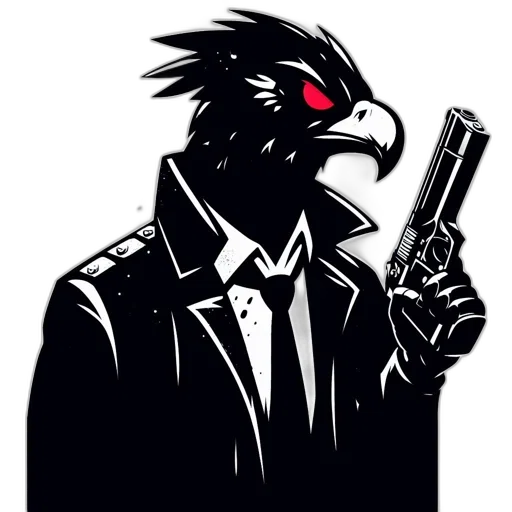 jacket, staff, cartoon, pixel art, comic book art, concept art, anthropomorphic, bird transparent PNG cut-out