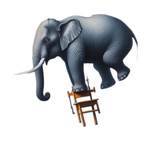 furniture, staff, animal, concept art, photorealistic, elephant, defies, gravity transparent PNG cut-out