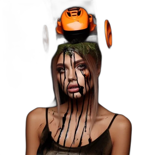 mask, robot, face, hat, cyberpunk, concept art, photorealistic, 3d render transparent PNG cut-out