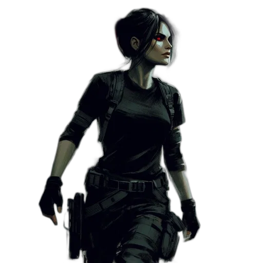 staff, weapon, concept art, cyberpunk, pixel art, 3d render, dark, woman transparent PNG cut-out