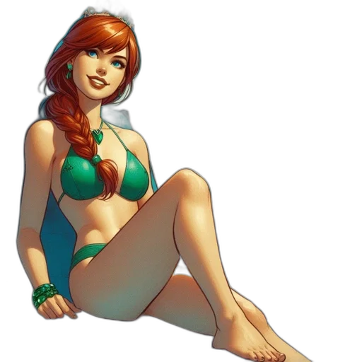 comic book art, concept art, fantasy art, pixel art, green, woman, long, reddish-brown transparent PNG cut-out