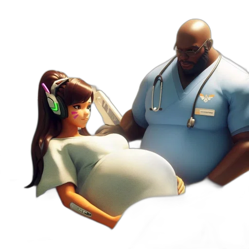 concept art, photorealistic, 3d render, brightly, lit, hospital, room, pregnant transparent PNG cut-out