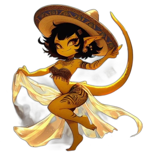 staff, hat, concept art, fantasy art, pixel art, watercolor, golden, earth tones transparent PNG cut-out