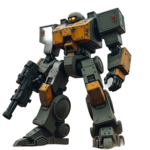 robot, weapon, concept art, 3d render transparent PNG cut-out