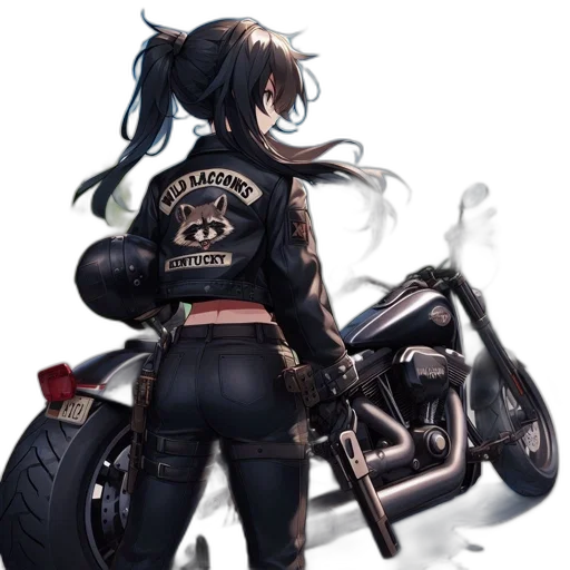jacket, weapon, concept art, cyberpunk, fantasy art, photorealistic, dark, animated transparent PNG cut-out