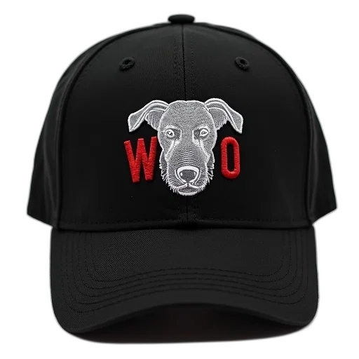 hat, black, baseball, cap, white, embroidered, logo, featuring transparent PNG cut-out