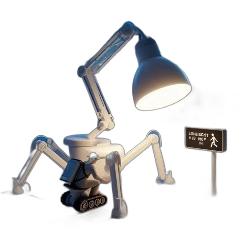 robot, furniture, staff, jewelry, 3d render, concept art, desk, lamp transparent PNG cut-out