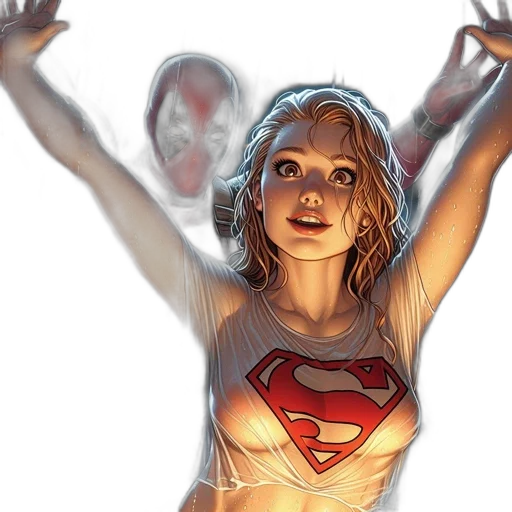 comic book art, concept art, fantasy art, photorealistic, two, figures, one, resembling transparent PNG cut-out