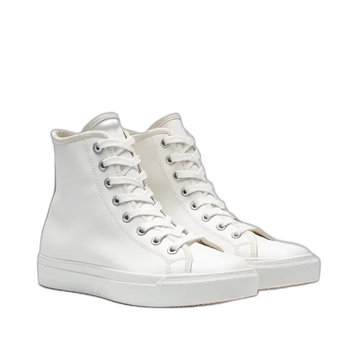 shoes, monochrome, pair, white, high-top, sneakers, laces, soles transparent PNG cut-out
