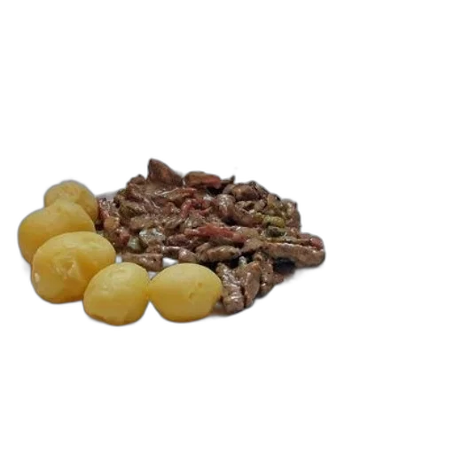 food, earth tones, plate, meat, potatoes, glass, water, utensils transparent PNG cut-out