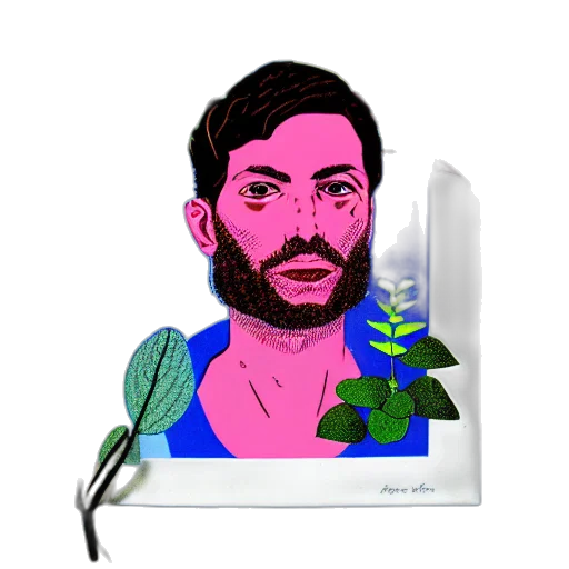 face, flower, jacket, vaporwave transparent PNG cut-out